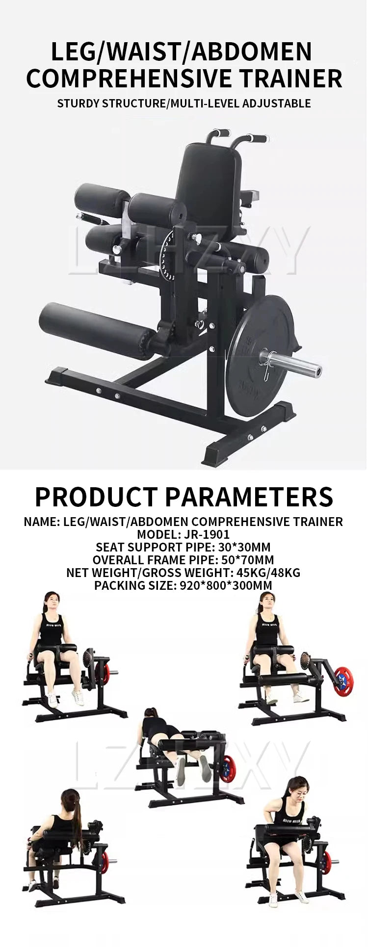 Leg exerciser Machine, Waist and Abdomen Flexion and Extension, Muscle Recovery, Strength Fitness Equipment, Gym