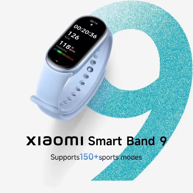 Global Version Xiaomi Smart Band 9 1.62‘’ AMOLED Display 21 Days Battery Life Supports 150+ Sports Modes 5ATM Bluetooth 5.4