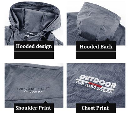 Summer Men Hiking Fishing Cycling Hooded Gym Sport Windbreaker Ultra Light Coat Men Outdoor Quick Dry Sun-Protective Thin Jacket