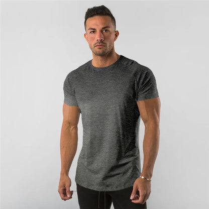 T Shirt Men Casual Short Sleeve Muscle Joggers Bodybuilding Tshirt Male Gym Fitness Tops Tee Streetwear Slim Fit Summer T-shirt