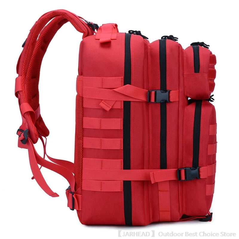 45L Tactical Backpack Outdoor Traveling Bag Fitness MOLLE Backpack School Pack GYM EDC Hiking Rucksack Witch Bottle Holder