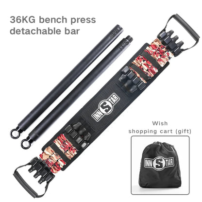 INNSTAR Resistance Band with Fitness Bar Chest Expander Bench Press Rubber Elastic Bands Home Gym Trainer Workout Equipment