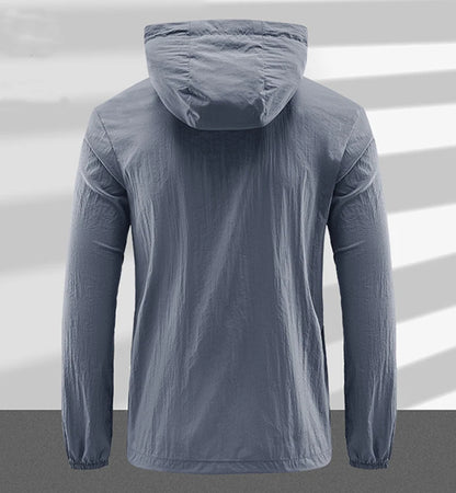 Summer Men Hiking Fishing Cycling Hooded Gym Sport Windbreaker Ultra Light Coat Men Outdoor Quick Dry Sun-Protective Thin Jacket