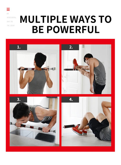 Door Frame Pull Up Bar Indoor Fitness Chin Up Horizontal Bar Home Gym Wall Push Up Training Bar Hang Workout Equipment 65cm-90cm