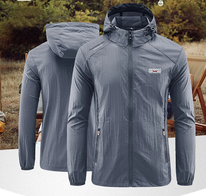 Summer Men Hiking Fishing Cycling Hooded Gym Sport Windbreaker Ultra Light Coat Men Outdoor Quick Dry Sun-Protective Thin Jacket