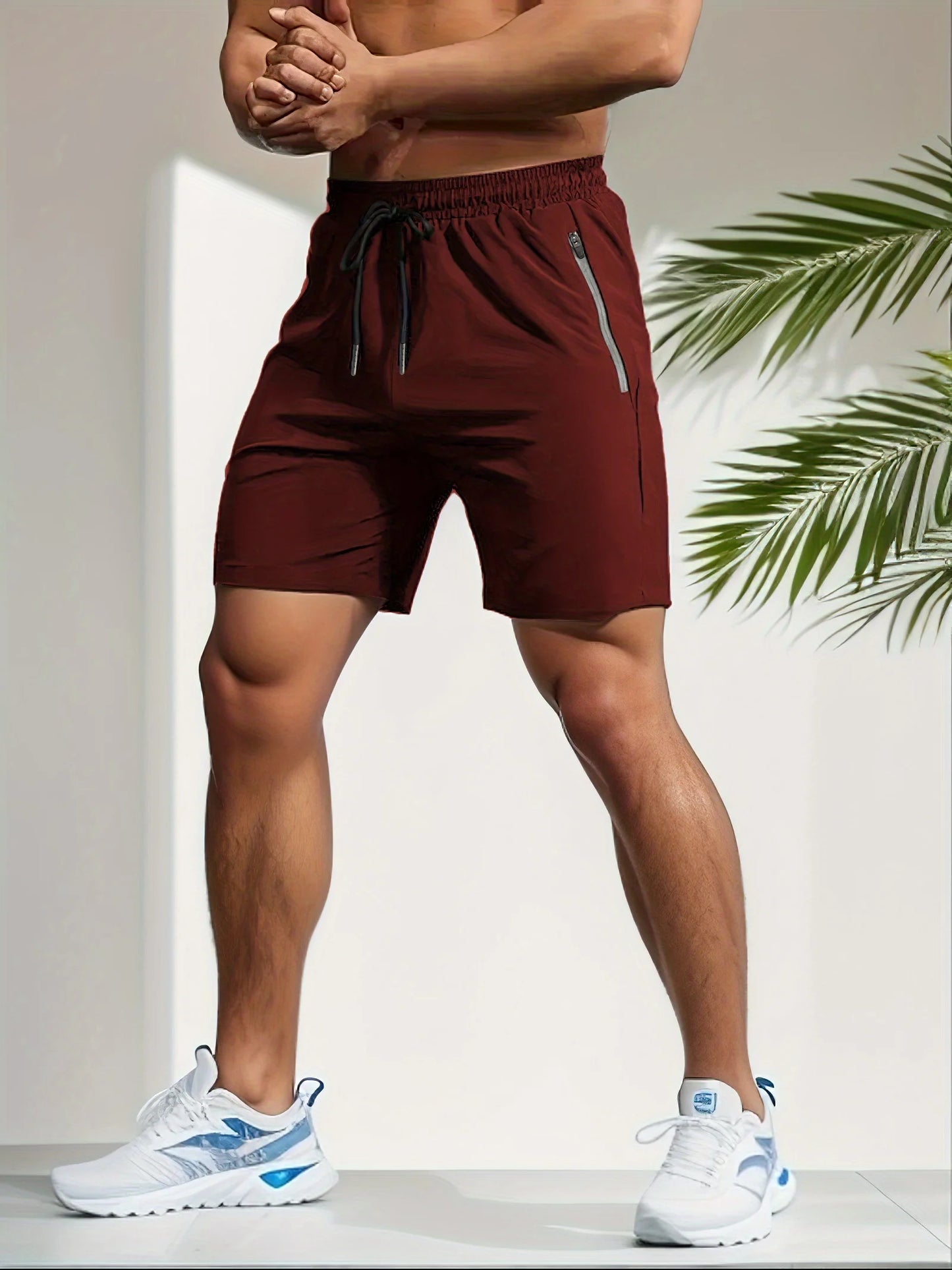 Men's Bottoms for Summer Gym Workout Running Cycling,Quick Drying Breathable Drawstring Waist Sports Shorts 2-0428