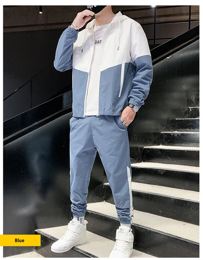 Spring Autumn Men Tracksuit Casual Set Mens Joggers Hooded Sportswear Jackets Pants 2 Piece Sets Hip Hop Running Sports Suit