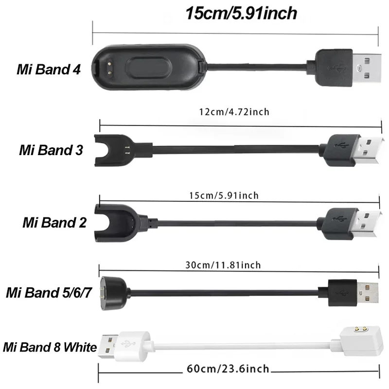 Charging Cable For Xiaomi Smart Band 9 8Pro 8 Active 7 Pro 6 NFC 5 Mi Smart Band 4 3 2 Bracelet USB  Magnetic Charger