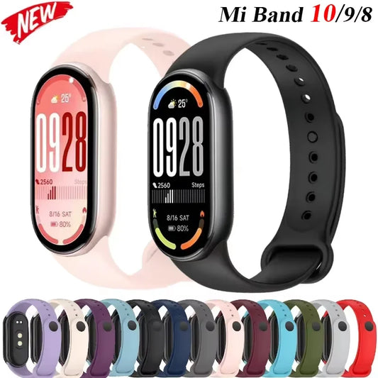 Soft Official Silicone Strap for Xiaomi Mi Band 10 Sports Smart Bracelet Wristband Mi Band 8 9 Replacement Band Accessories Belt