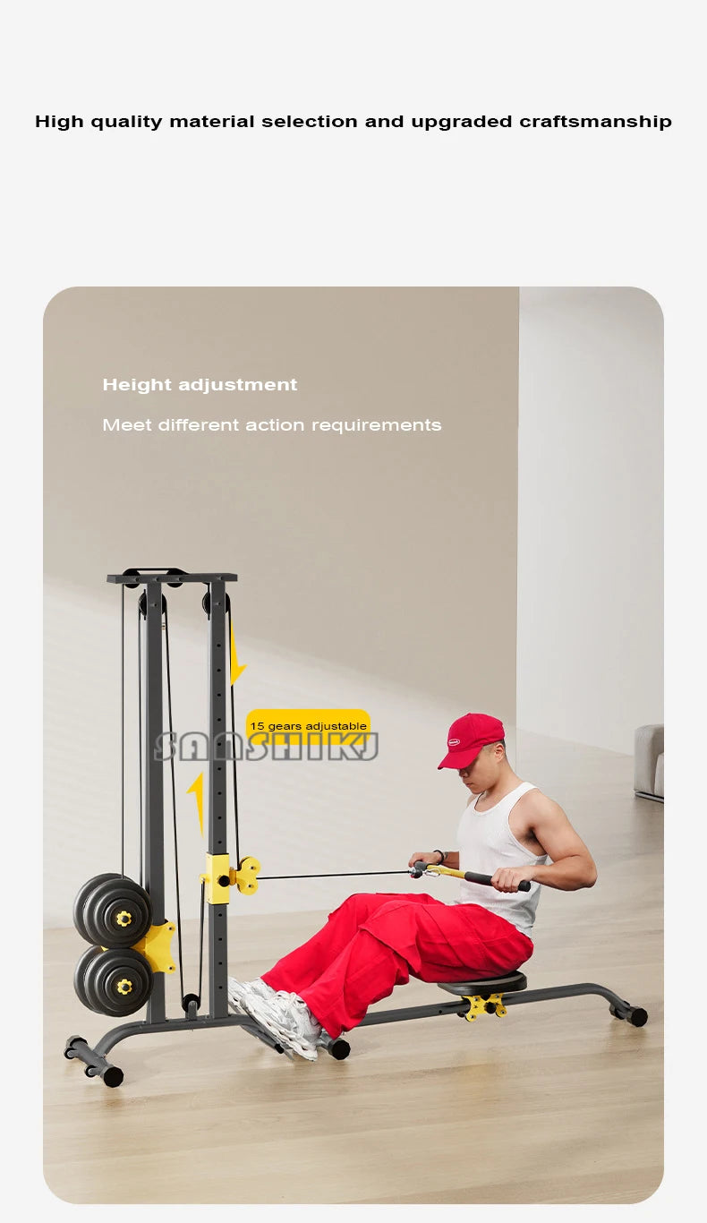 Rowing machine fitness equipment, exercise high pull stand dumbbell multifunctional integrated training device, smith machine