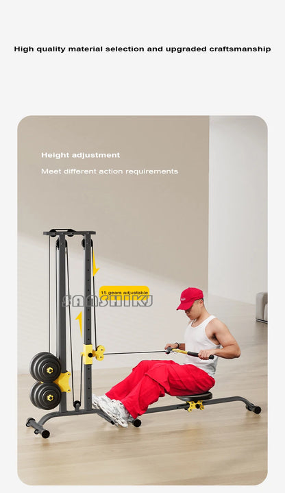 Rowing machine fitness equipment, exercise high pull stand dumbbell multifunctional integrated training device, smith machine