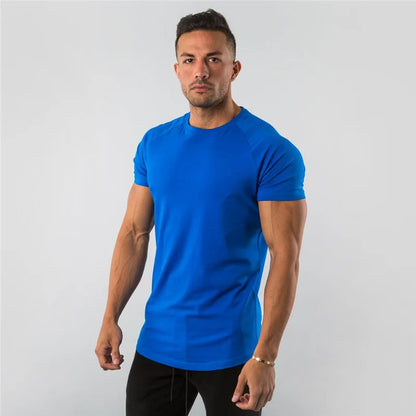 T Shirt Men Casual Short Sleeve Muscle Joggers Bodybuilding Tshirt Male Gym Fitness Tops Tee Streetwear Slim Fit Summer T-shirt