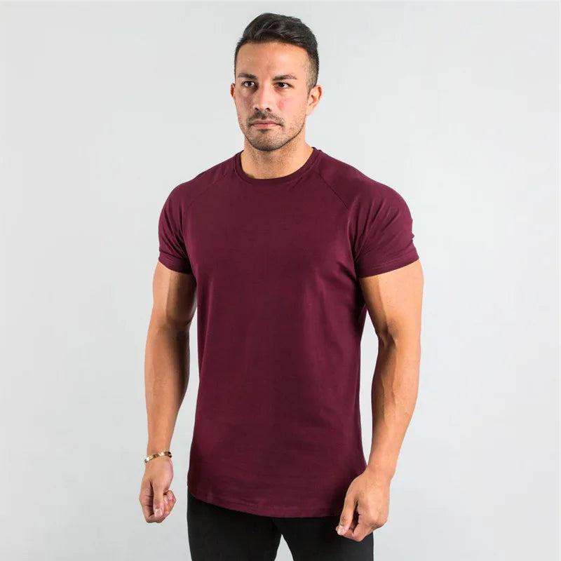 T Shirt Men Casual Short Sleeve Muscle Joggers Bodybuilding Tshirt Male Gym Fitness Tops Tee Streetwear Slim Fit Summer T-shirt