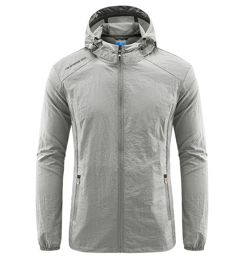 Summer Men Hiking Fishing Cycling Hooded Gym Sport Windbreaker Ultra Light Coat Men Outdoor Quick Dry Sun-Protective Thin Jacket