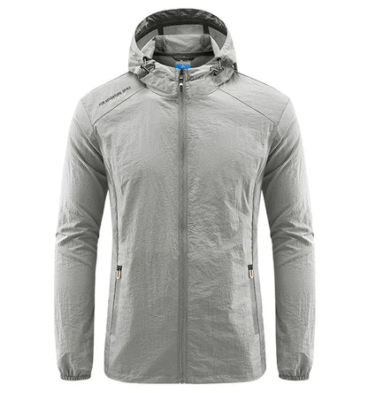 Summer Men Hiking Fishing Cycling Hooded Gym Sport Windbreaker Ultra Light Coat Men Outdoor Quick Dry Sun-Protective Thin Jacket