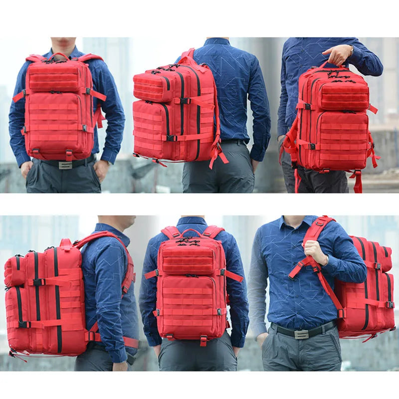 45L Tactical Backpack Outdoor Traveling Bag Fitness MOLLE Backpack School Pack GYM EDC Hiking Rucksack Witch Bottle Holder