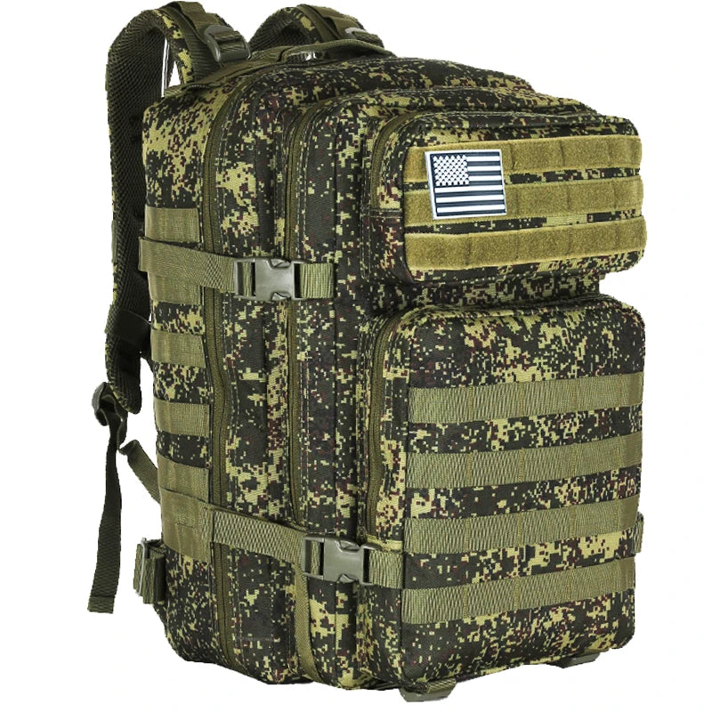 45L Tactical Backpack Outdoor Traveling Bag Fitness MOLLE Backpack School Pack GYM EDC Hiking Rucksack Witch Bottle Holder