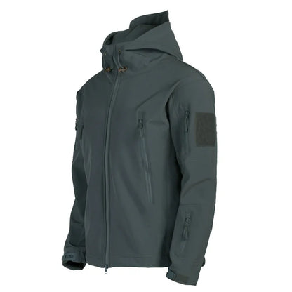 2024 new Multiple pockets Outdoor Sharkskin Softshell Rushing Jacket Suit Men's Fan Windproof Padded Mountaineering Jacket
