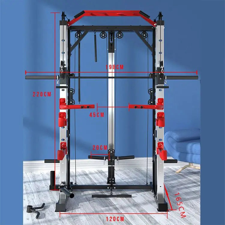 Multi Functional Smith Machine Home Gym Cable Crossover Machine Strength Training Squat Rack Exercise Equipment