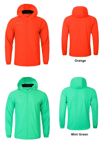 KELME Men's Windbreaker Running Jacket Soccer Kid Hooded Windproof Coat Training Waterproof Jacket Quick Dry 3801241