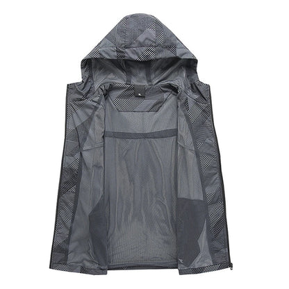 New Summer Men Hooded Jackets Anti-UV Hooded Trekking Jogging Long Sleeve Windbreaker Wear-resistant Mountain Coat Jacket Hombre