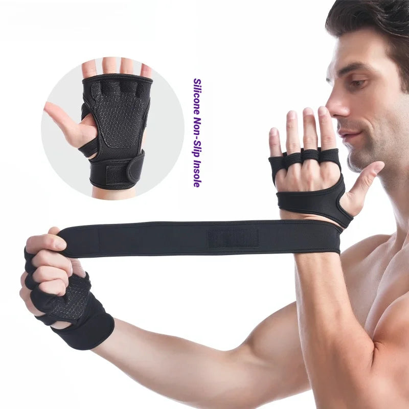 Half Finger Training Sport Gloves For Men Women Workout Fitness Body Building Weightlifting Gym Hand Wrist Protector Dumbbells