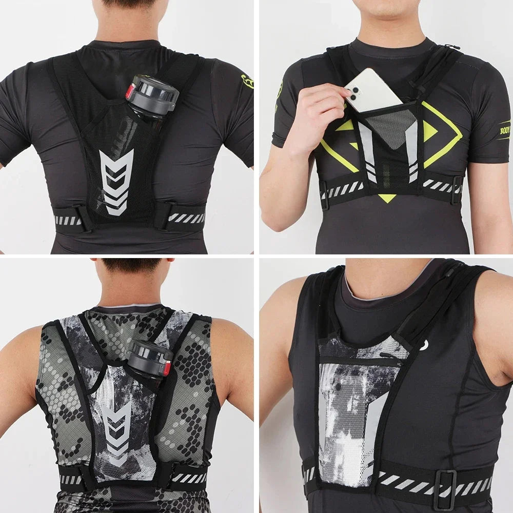 Reflective Running Phone Holder Vest for Men and Women, Jogging, Walking, Exercise,Gym, Workout, 1Pc Adjustable Strap Key Pocket