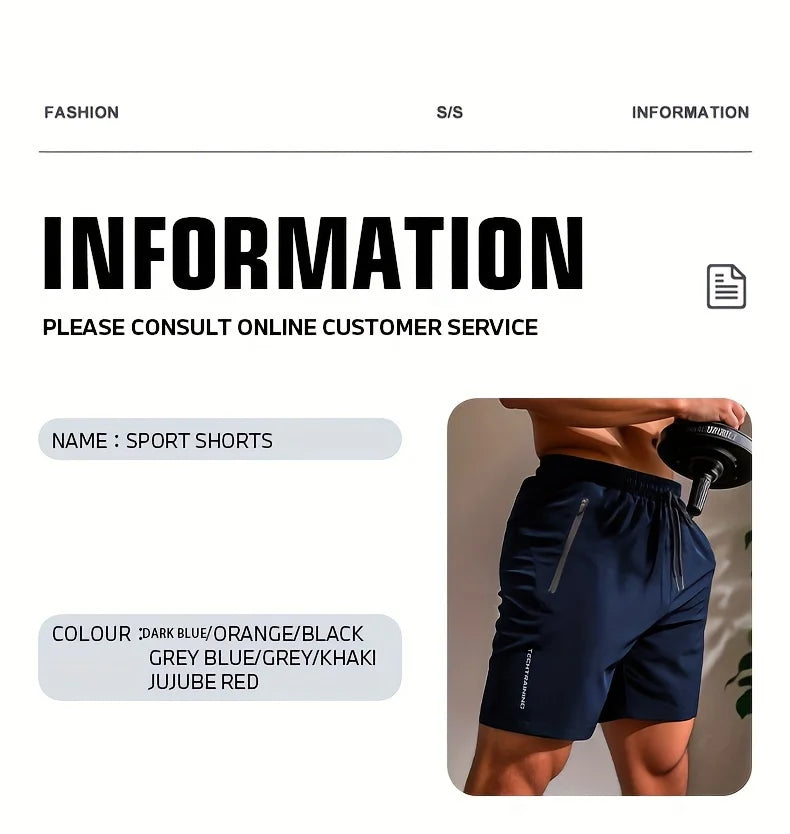 Men's Bottoms for Summer Gym Workout Running Cycling,Quick Drying Breathable Drawstring Waist Sports Shorts 2-0428