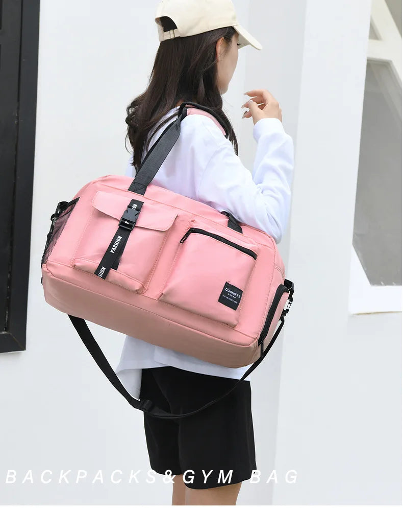 Large Fitness Bag Sports Handbag Women Dry Wet Shoes Pocket Single Shoulder Crossbody Swimming Yoga Gym Travel Backpack Duffel