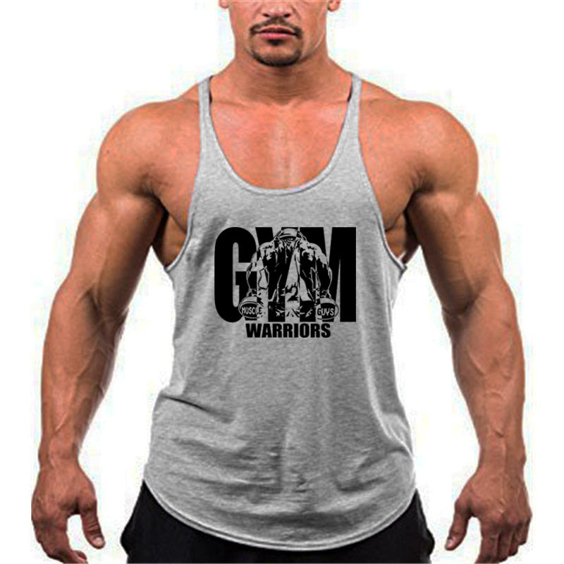 Men's Fitness Bodybuilding Tank Tops Brand Gym Sportswear Cotton Breathable Workout Muscle Vests Summer Sleeveless Y Back Shirt
