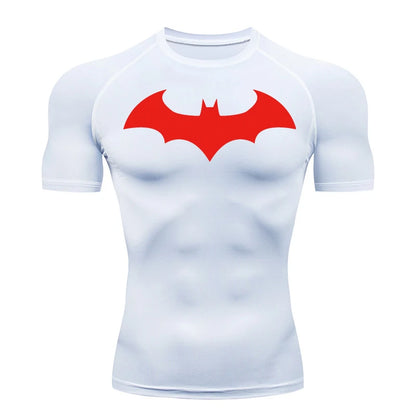 Bat Graphic Compression Shirts for Men Short Sleeve Rash Guard Gym Workout Running Tshirt Summer Athletic Quick Dry Tees Tops